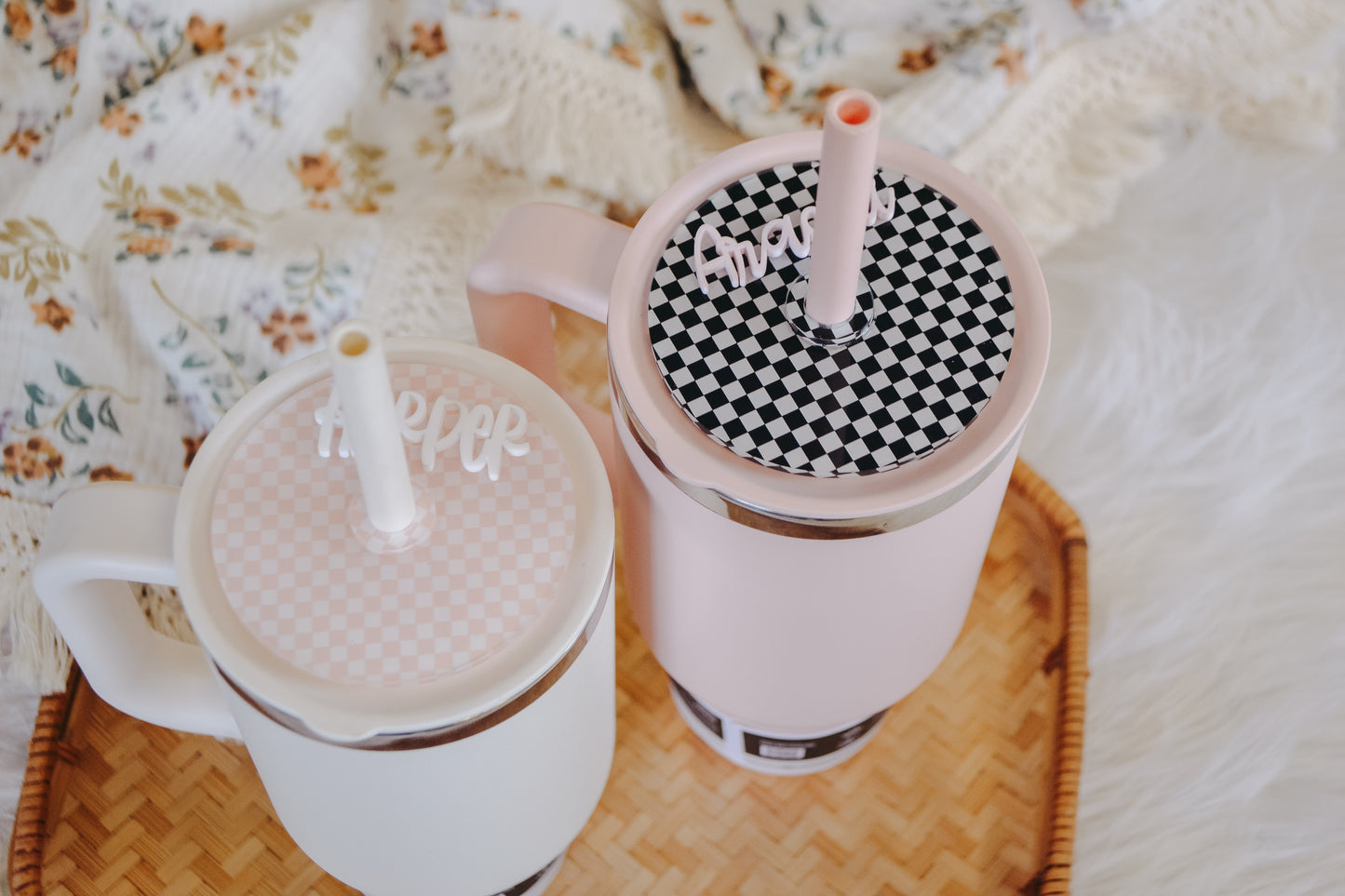 Checkered 32/40oz Hydro Flask Tumbler Name Plate
