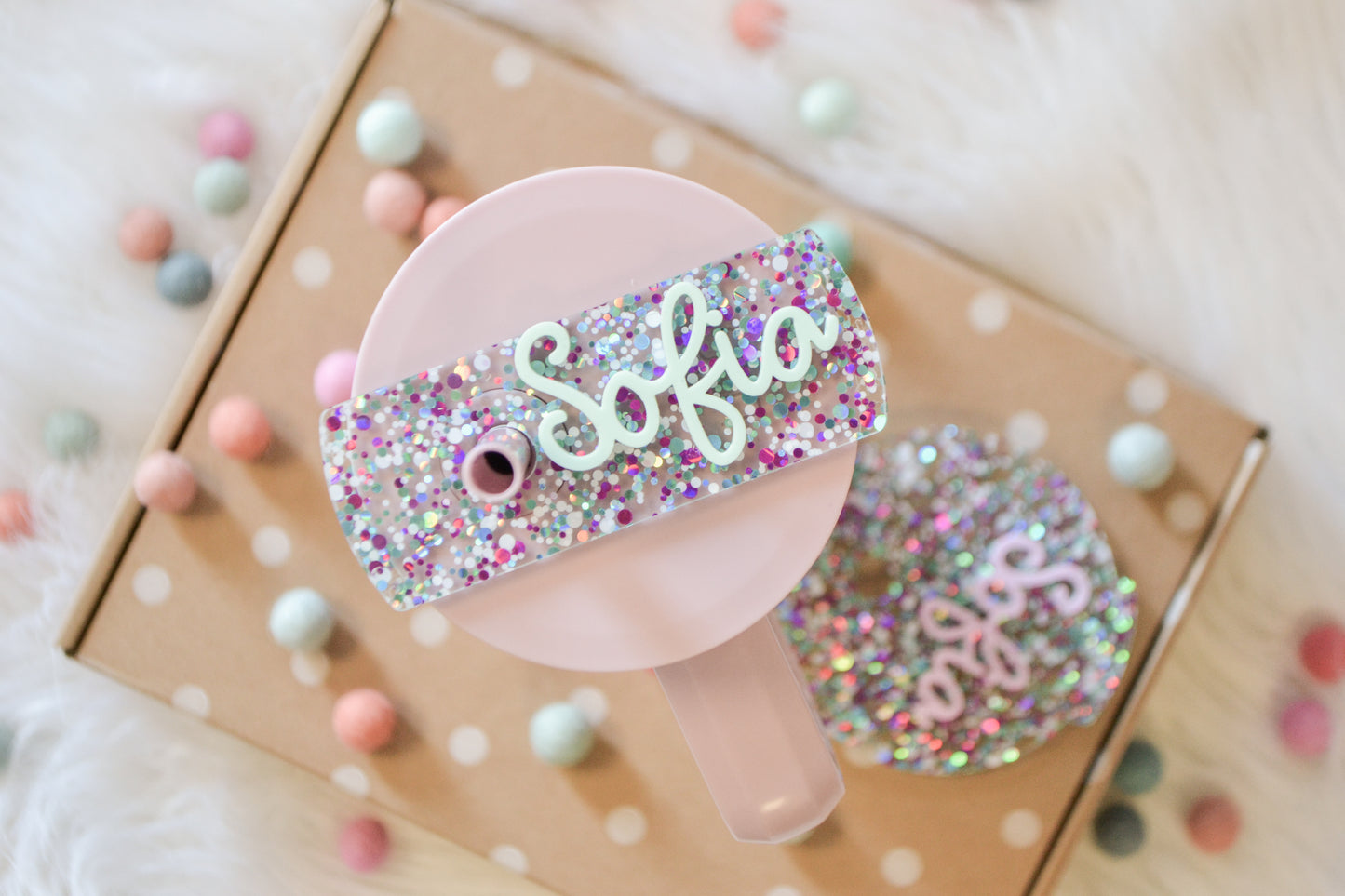 Simple Modern Confetti Personalized 40oz Tumbler Topper