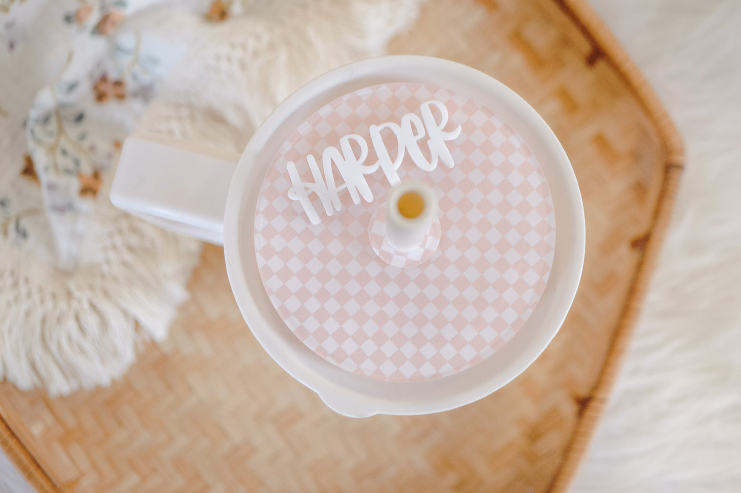Checkered 32/40oz Hydro Flask Tumbler Name Plate
