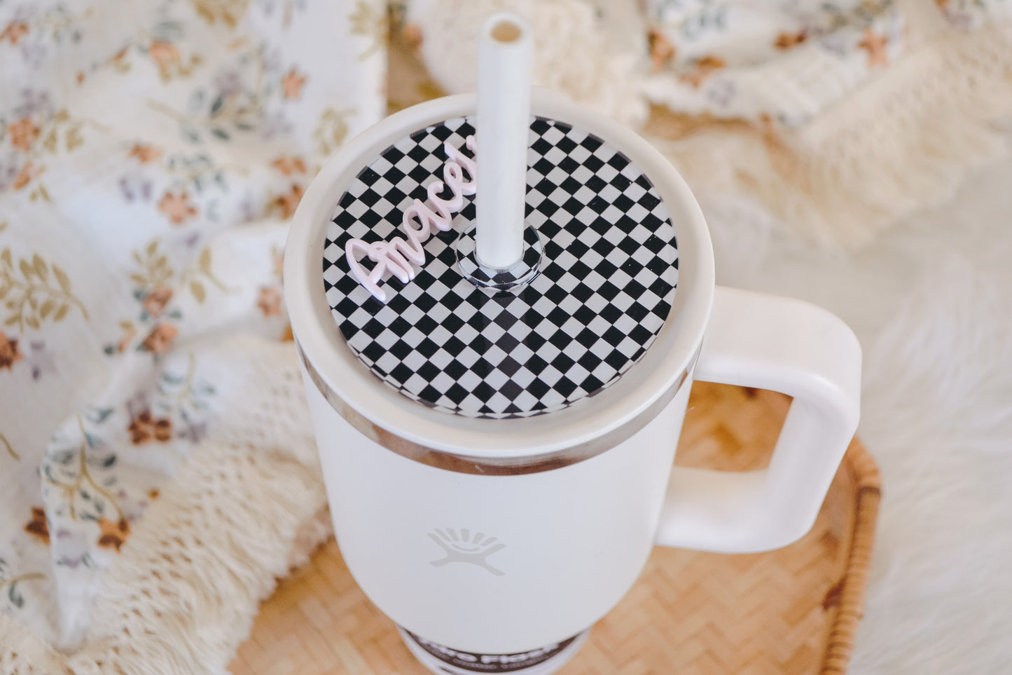 Checkered 32/40oz Hydro Flask Tumbler Name Plate