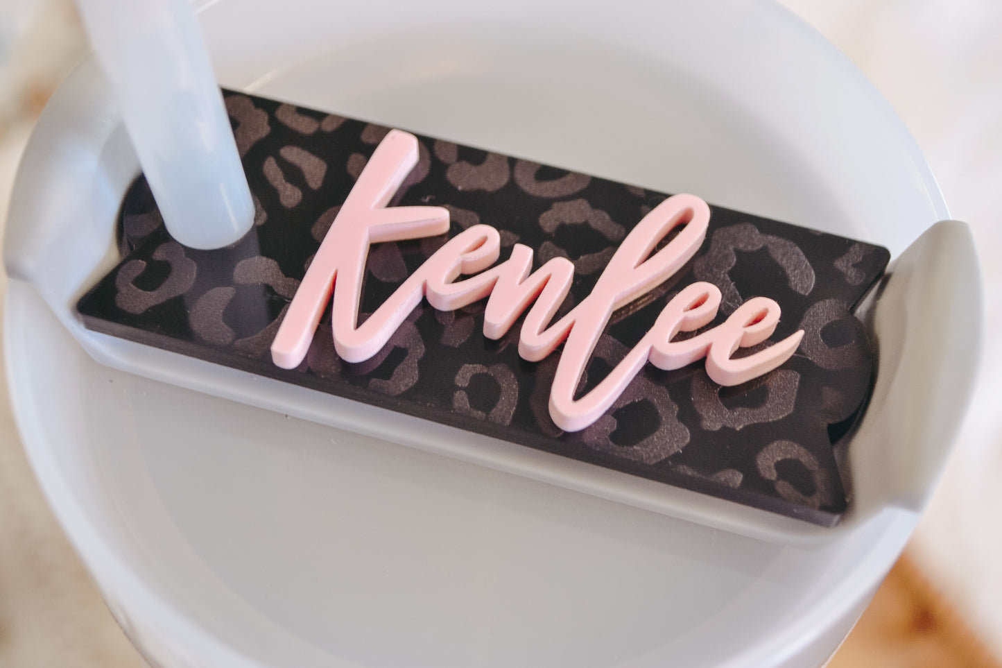 Black Leopard Stanley Cup Tumbler Name Plate