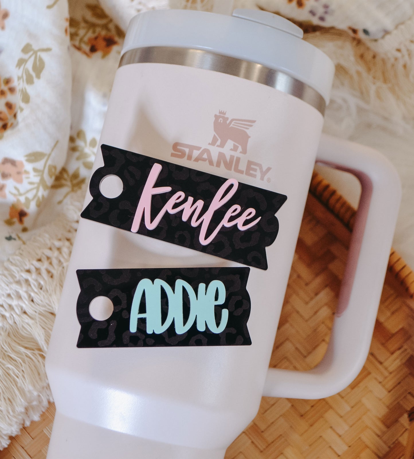 Black Leopard Stanley Cup Tumbler Name Plate