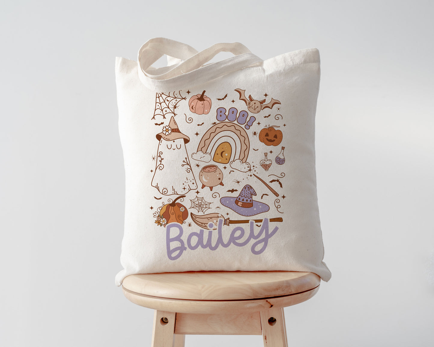 Boo Tote Bag, Halloween trick or treat tote bag, Custom Canvas Halloween Bag, Trick or Treat Name Tote, Personalized Gifts for Halloween