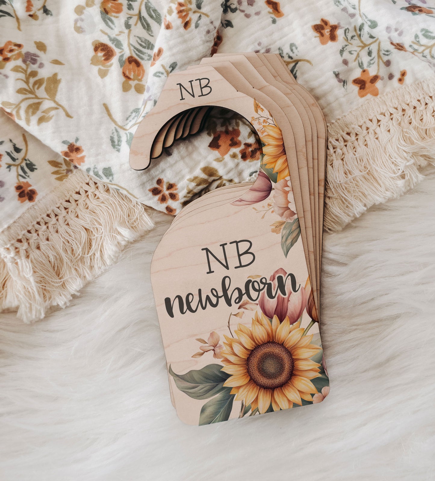 Closet Dividers Baby, Sunflower Floral, Baby Wood Closet Dividers, Clothes Organizer, Wood Clothes Divider, Baby Wardrobe Dividers, New Mom