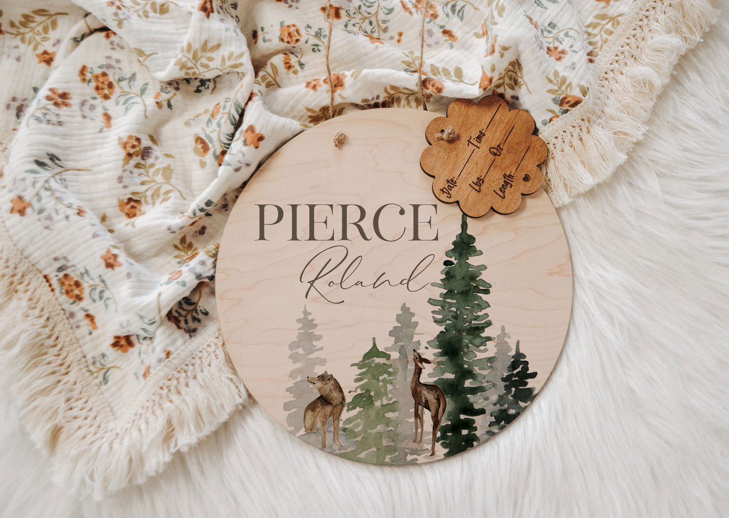 Hospital Door Hanger Boy, Hospital Name Sign, Woodland Door Hanger, Baby Doorhanger, Nursery Name Sign, Newborn Birth Stats, Shower Gift