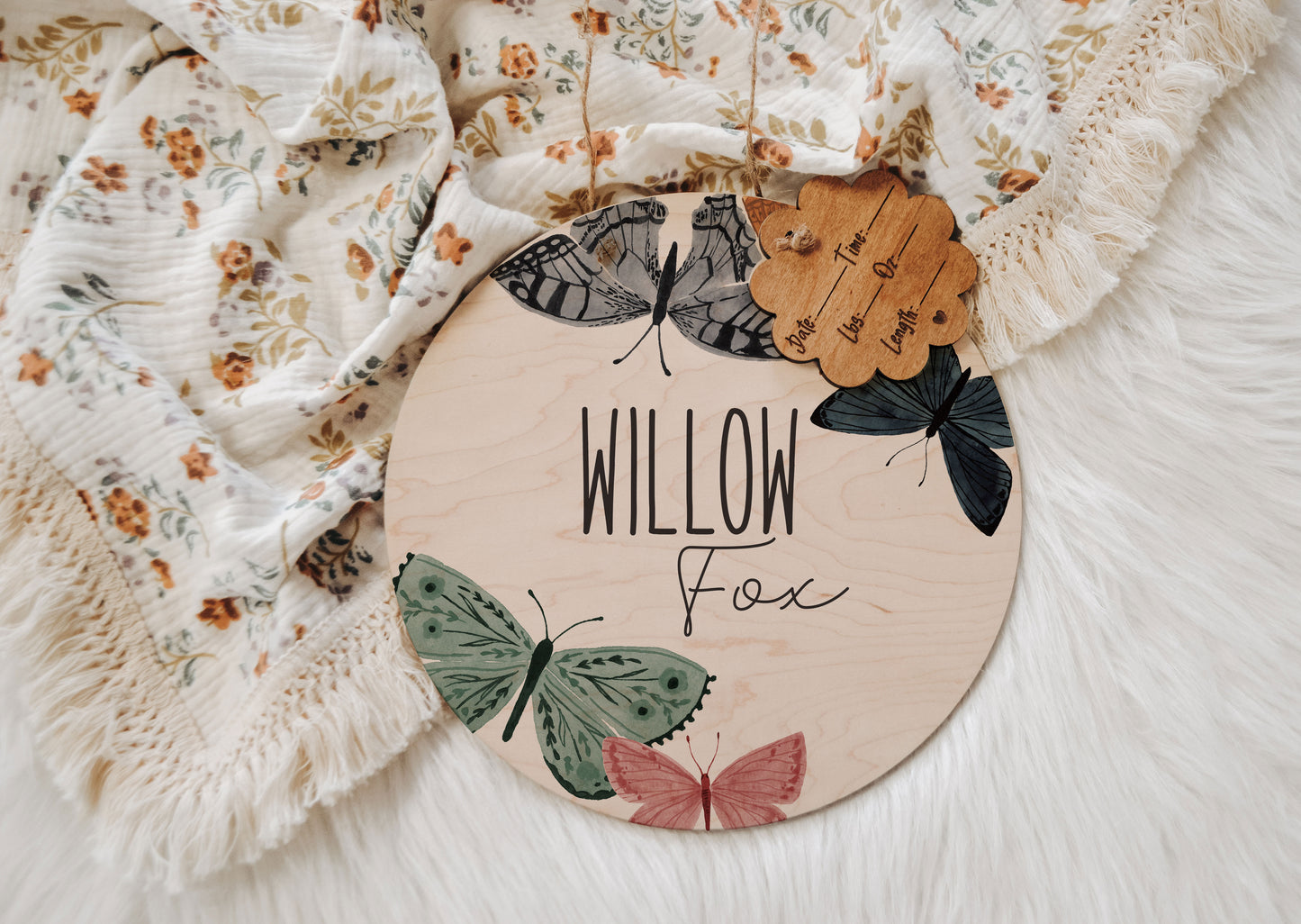 Girl Hospital Door Hanger, Hospital Name Sign, Door Hanger, Butterfly Baby Doorhanger, Nursery Name Sign, Newborn Birth Stats, Shower Gift