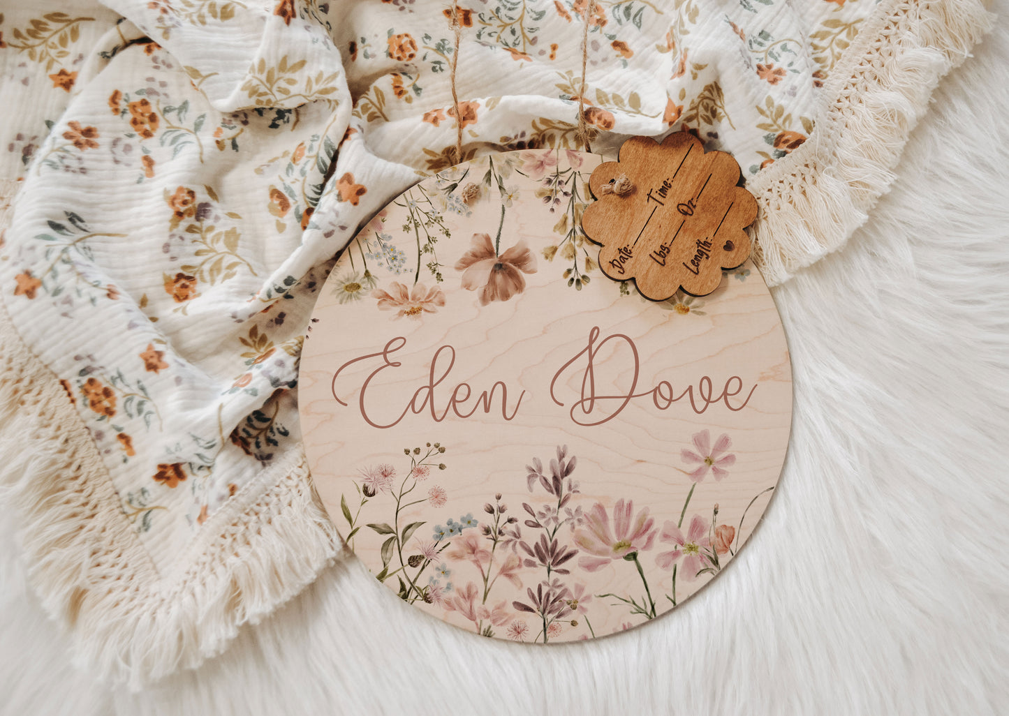 Hospital Door Hanger, Hospital Name Sign, Door Hanger, Wildflower Baby Doorhanger, Nursery Name Sign, Newborn Birth Stats, Shower Gift