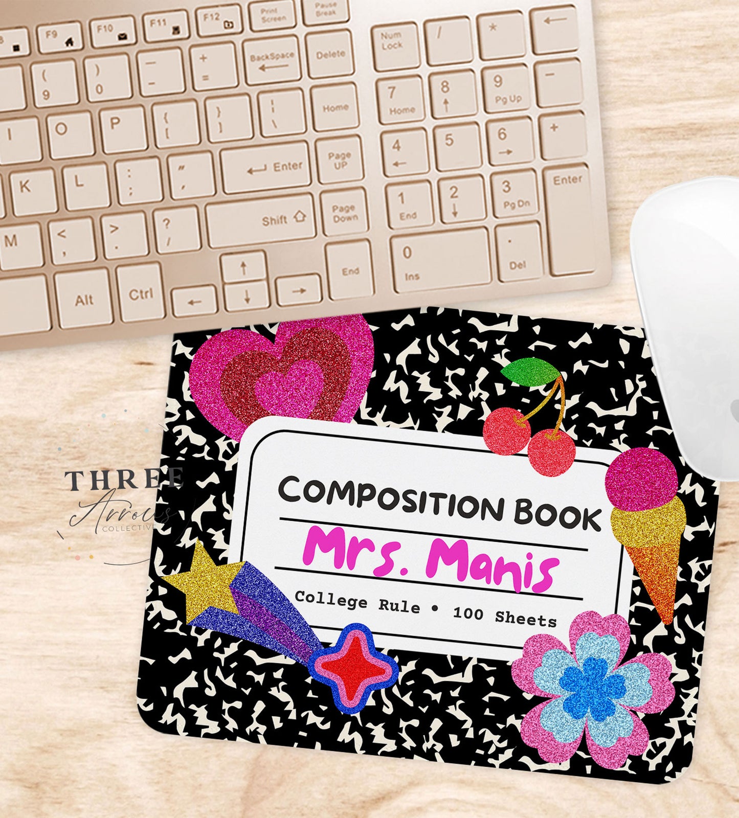 Personalized Teacher Mouse Pad, Composition Book, Teacher Appreciation Week Gift, Teacher Desk, Back to School, Teachers Day Mousepad