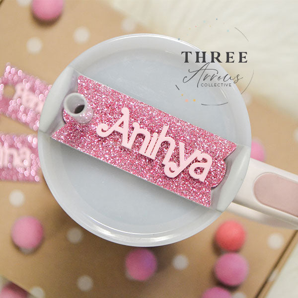 Stanley Tumbler Glitter Pink Tumbler Name Plate Acrylic