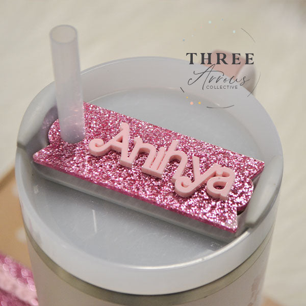 Stanley Tumbler Glitter Pink Tumbler Name Plate Acrylic