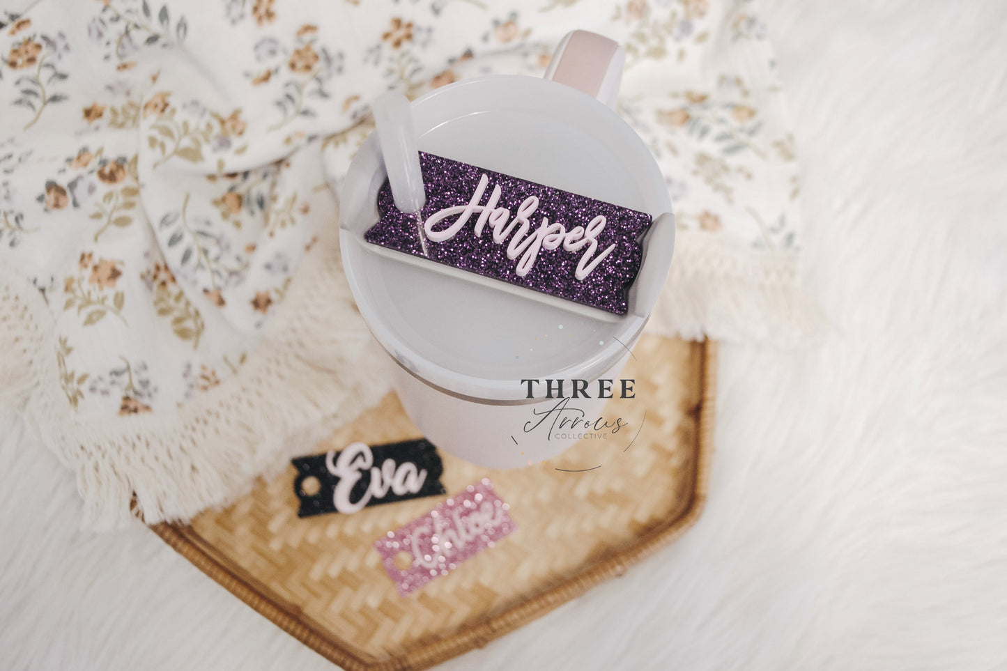 Stanley Tumbler Personalized Glitter Name Tags