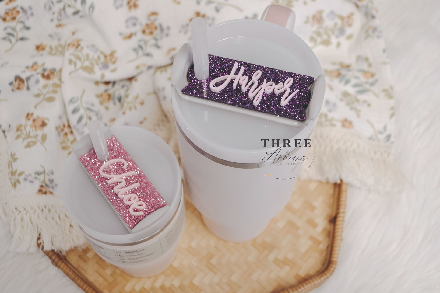 Stanley Tumbler Personalized Glitter Name Tags
