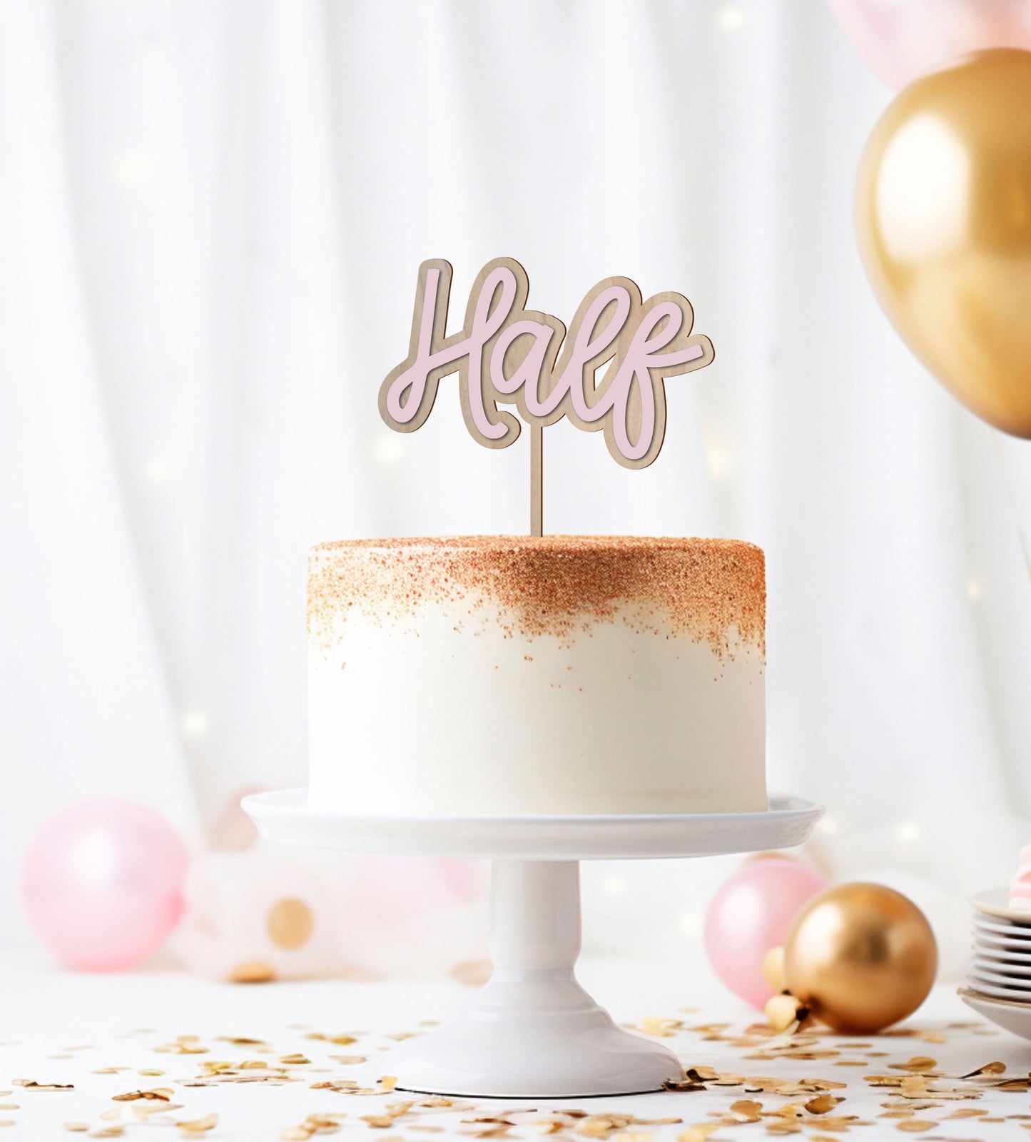 Half Year Cake Topper, Half Birthday Cake Topper, 6 Month Birthday, 6 Months Cake Topper for Baby Boy or Girl, Half way to One