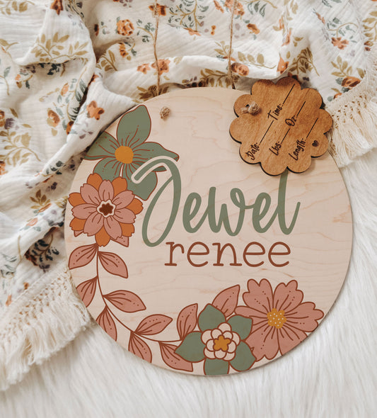 Boho Floral Hospital Door Hanger