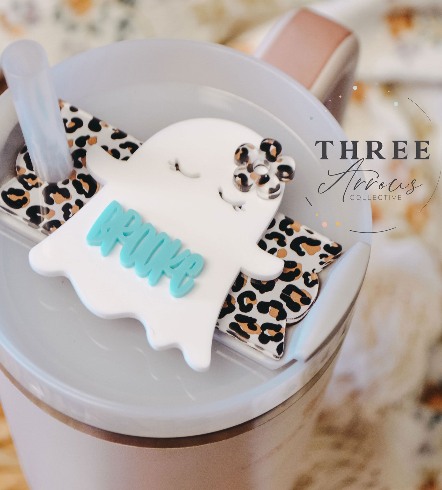 Stanley Name Plate Tumbler Tag Personalized, Halloween Girl Ghost Tumbler Name Tags, Custom Quencher Tumbler Topper Lid H2.0 20/30oz 40oz