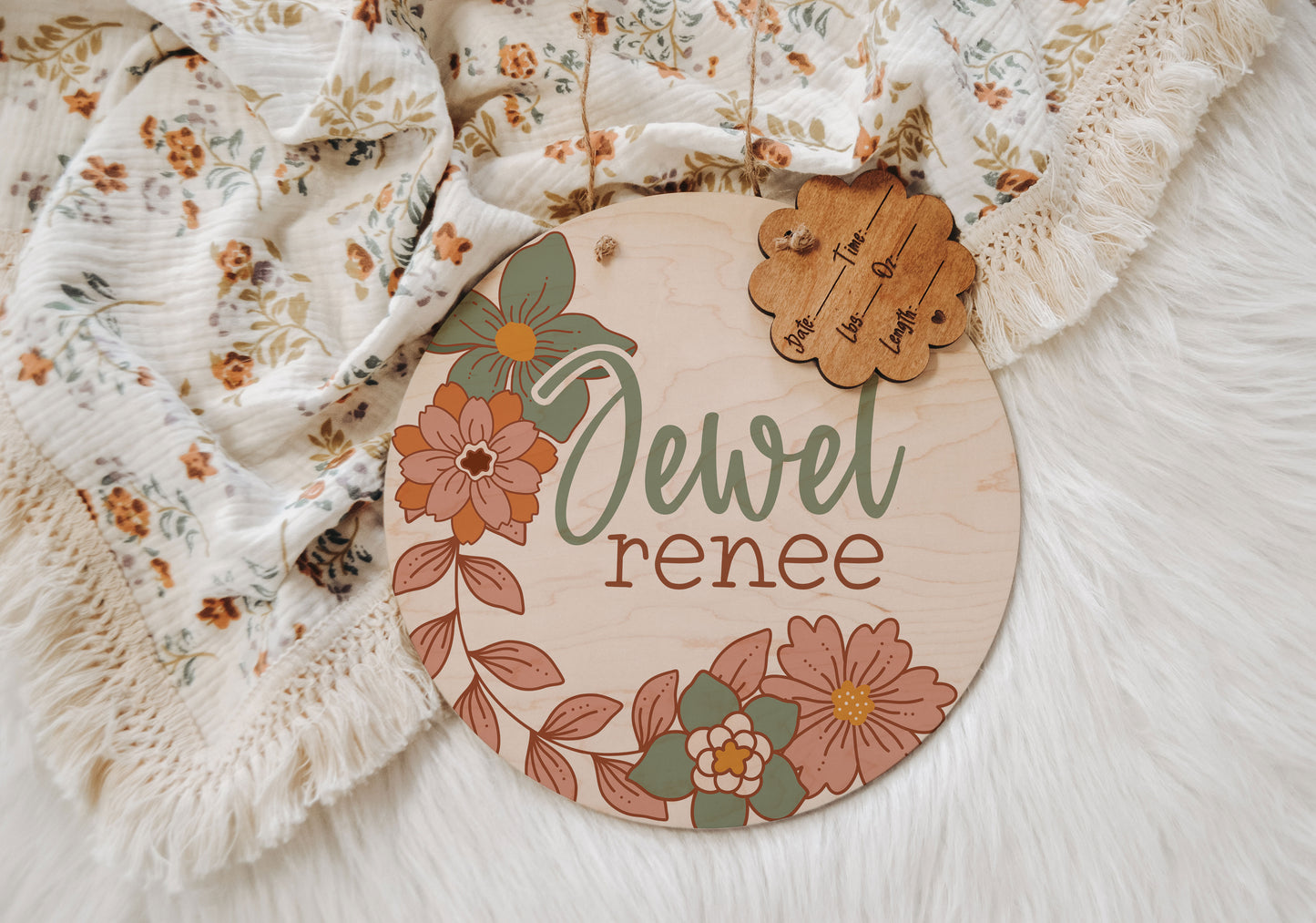 Boho Floral Hospital Door Hanger