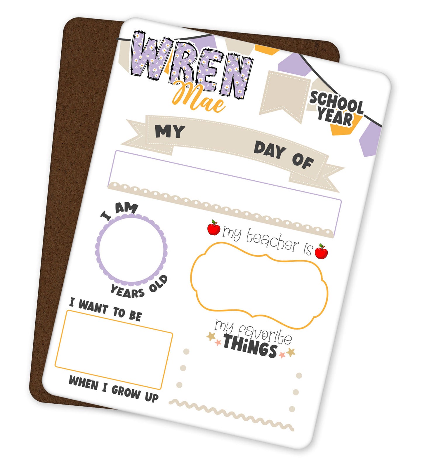 First Day of School Sign Reusable Dry Erase