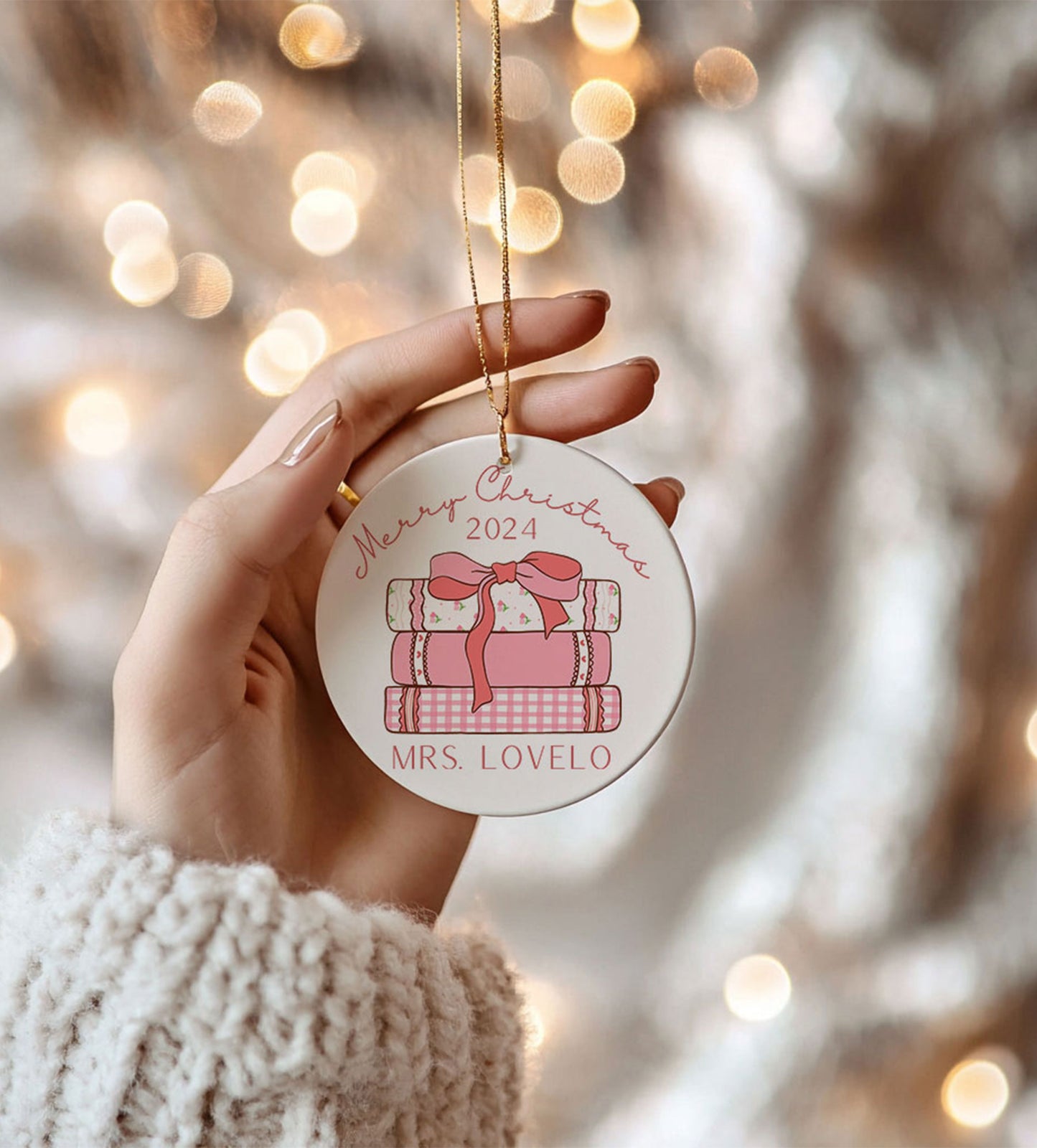 Teacher Ceramic Ornament, Custom Composition Teacher Gift, Teacher Christmas Appreciation, Thank you Gift for School Teacher, Year End Gift