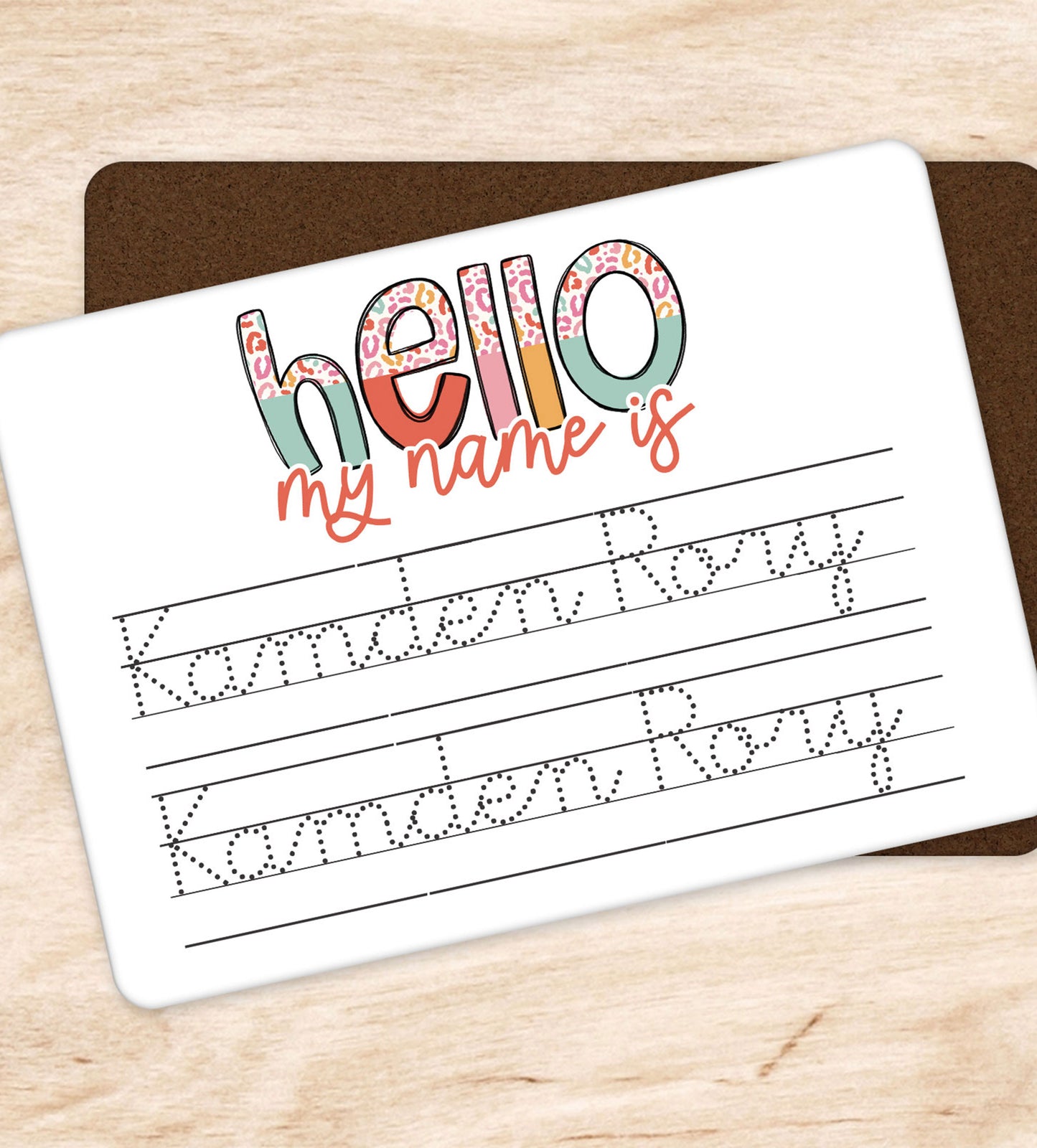 Cursive Practice Personalized Dry Erase Name Tracing Board