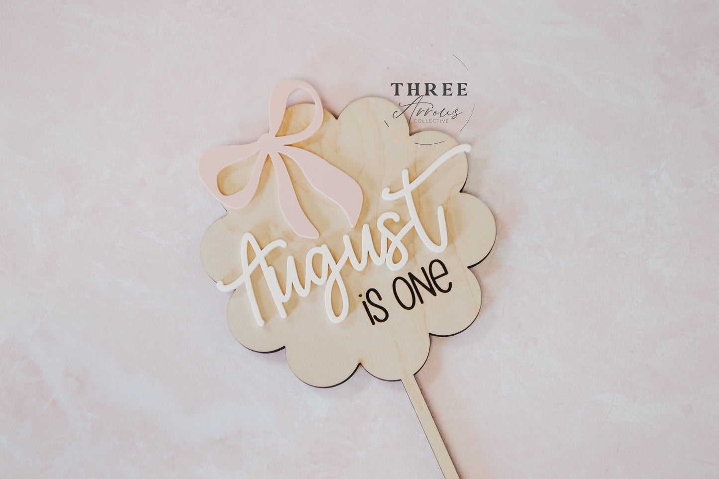 Coquette Bow Cake Topper, 1st Birthday Smash Cake Decorations, Coquette birthday, Wooden Bow Name Cake Topper, Acrylic Name Topper