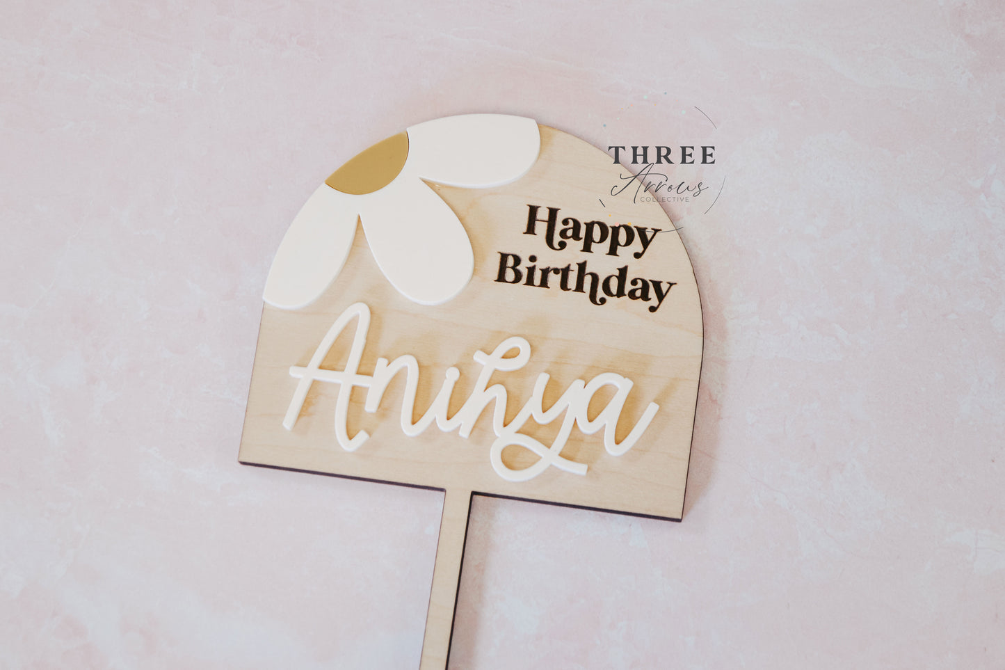 Daisy Cake Topper, 1st Birthday Smash Cake Decorations, Boho Cake Topper Daisy, Wooden Flower Name Cake Topper, Acrylic Name Topper