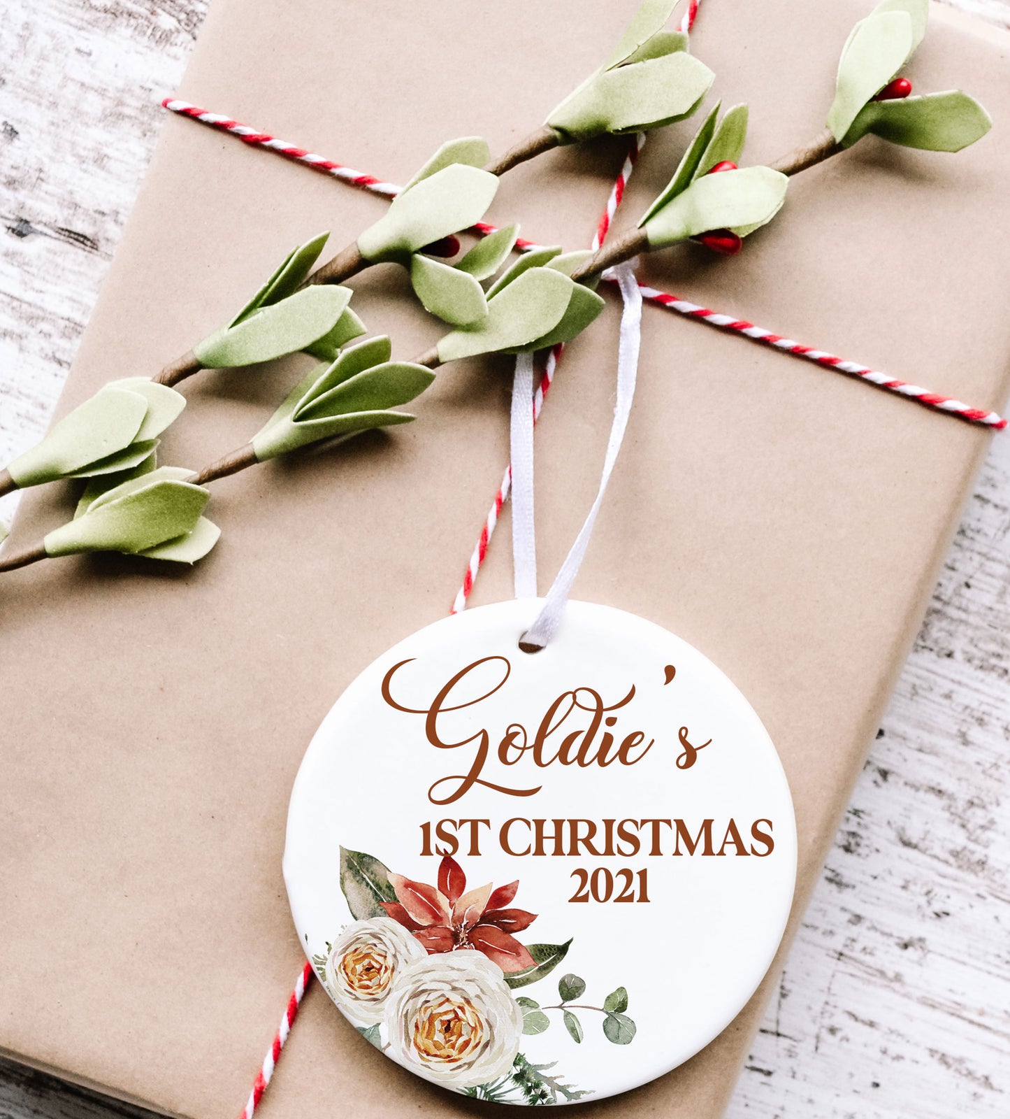 Floral Baby's First Christmas Ornament