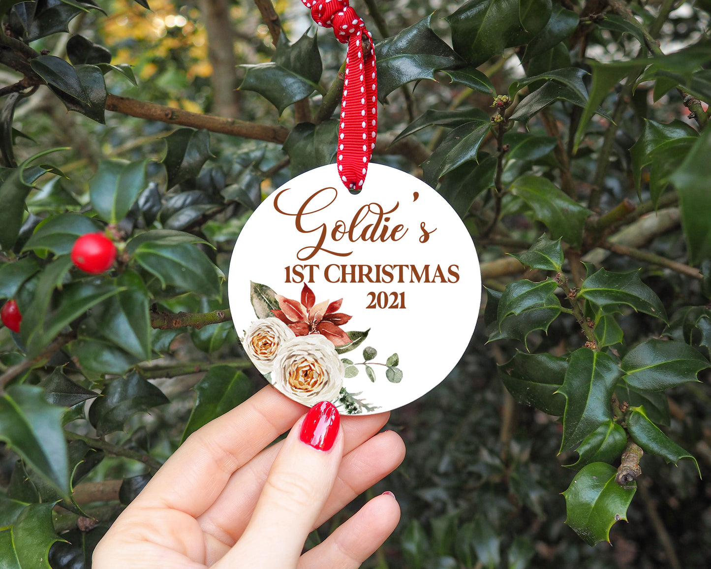 Floral Baby's First Christmas Ornament