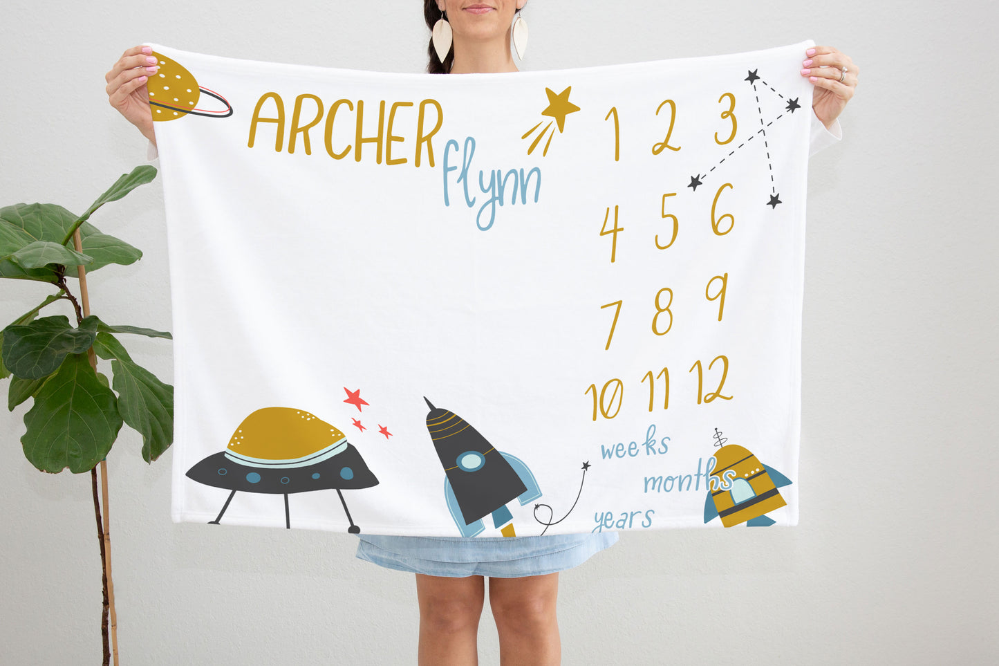 Space Theme Milestone Blanket