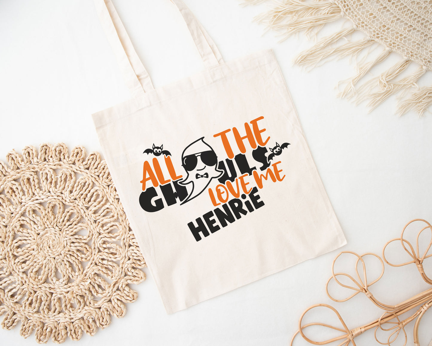 All the Ghouls Love Me Custom Name Halloween Trick or Treat Bag