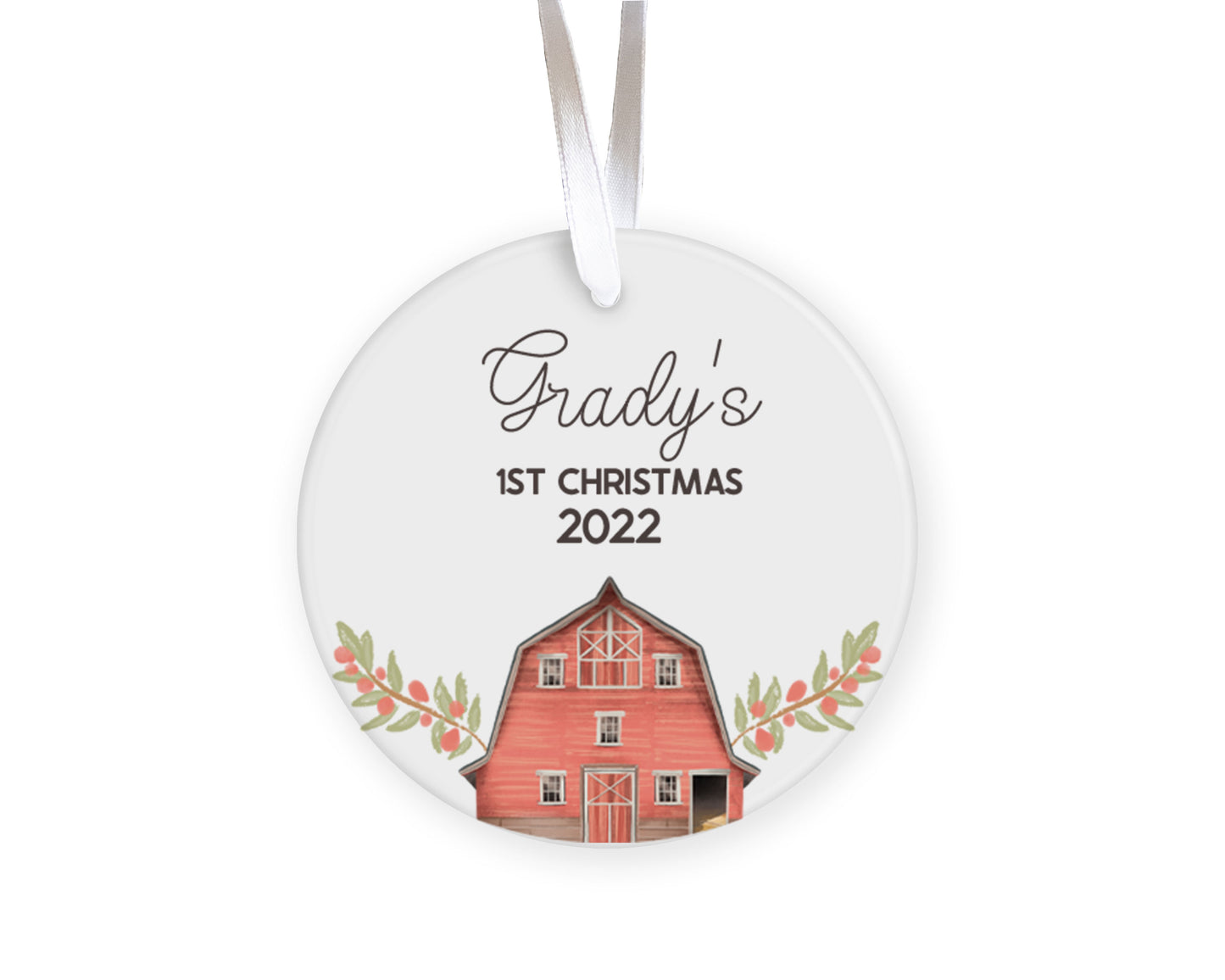 Farm Barn Baby First Christmas Ornament