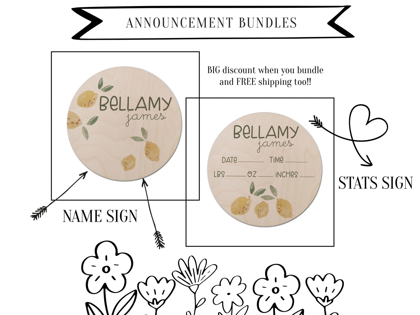 Belamy Collection Birth Stats Sign