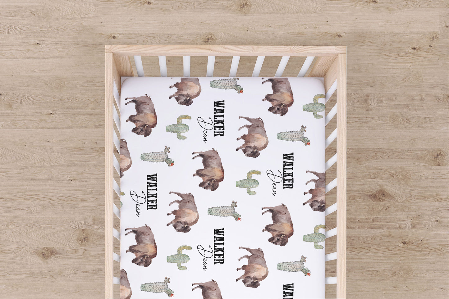 Bison Cactus Personalized Crib Sheet