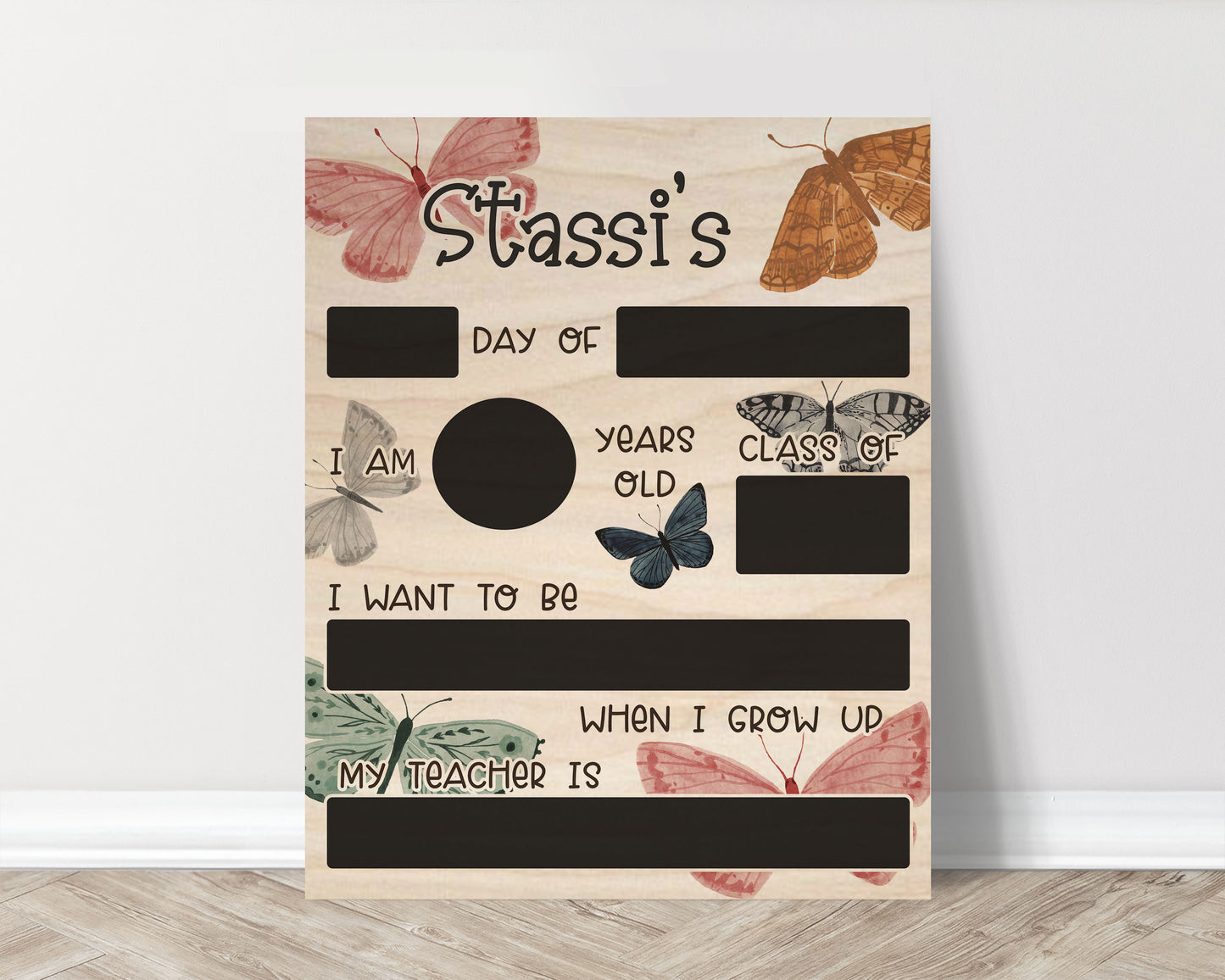 Boho Butterflies- Reusable First Day Of School Sign