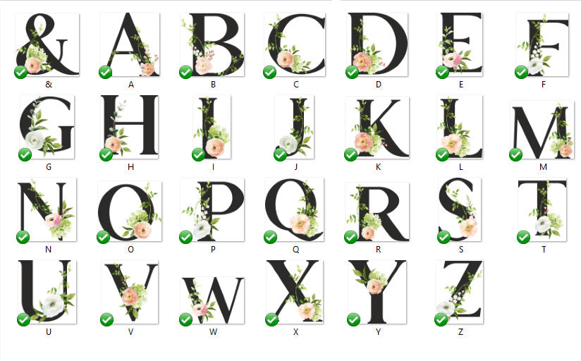 Brinley - Floral Letter Name Announcement Wood Sign - BR002
