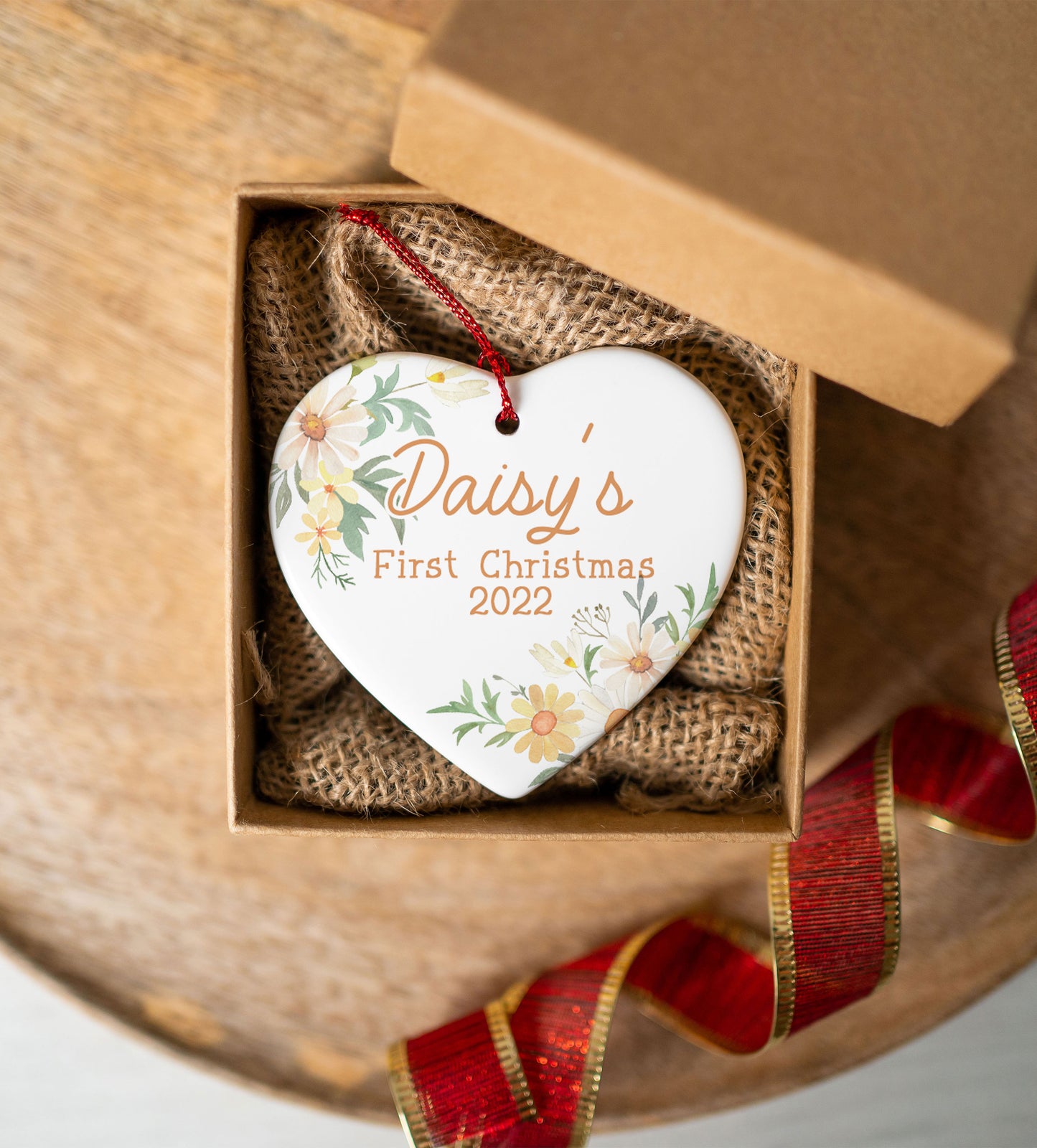 Personalized Daisy Baby First Christmas Ornament