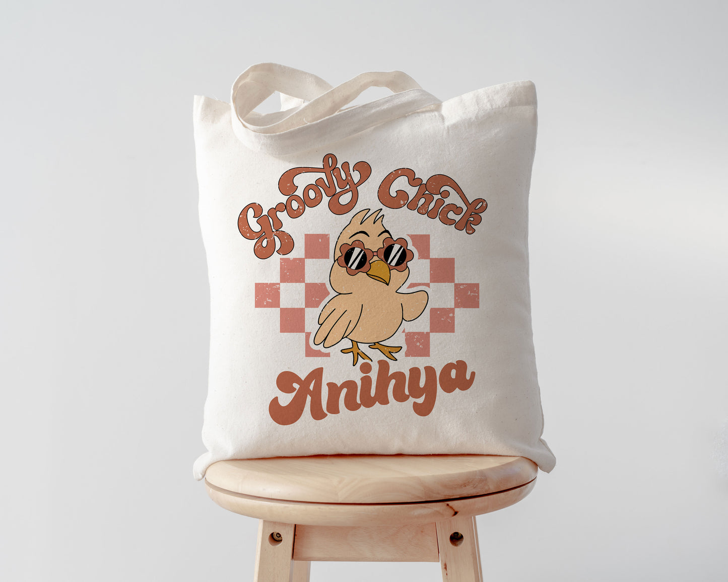 Groovy Chick Personalized Easter Tote.