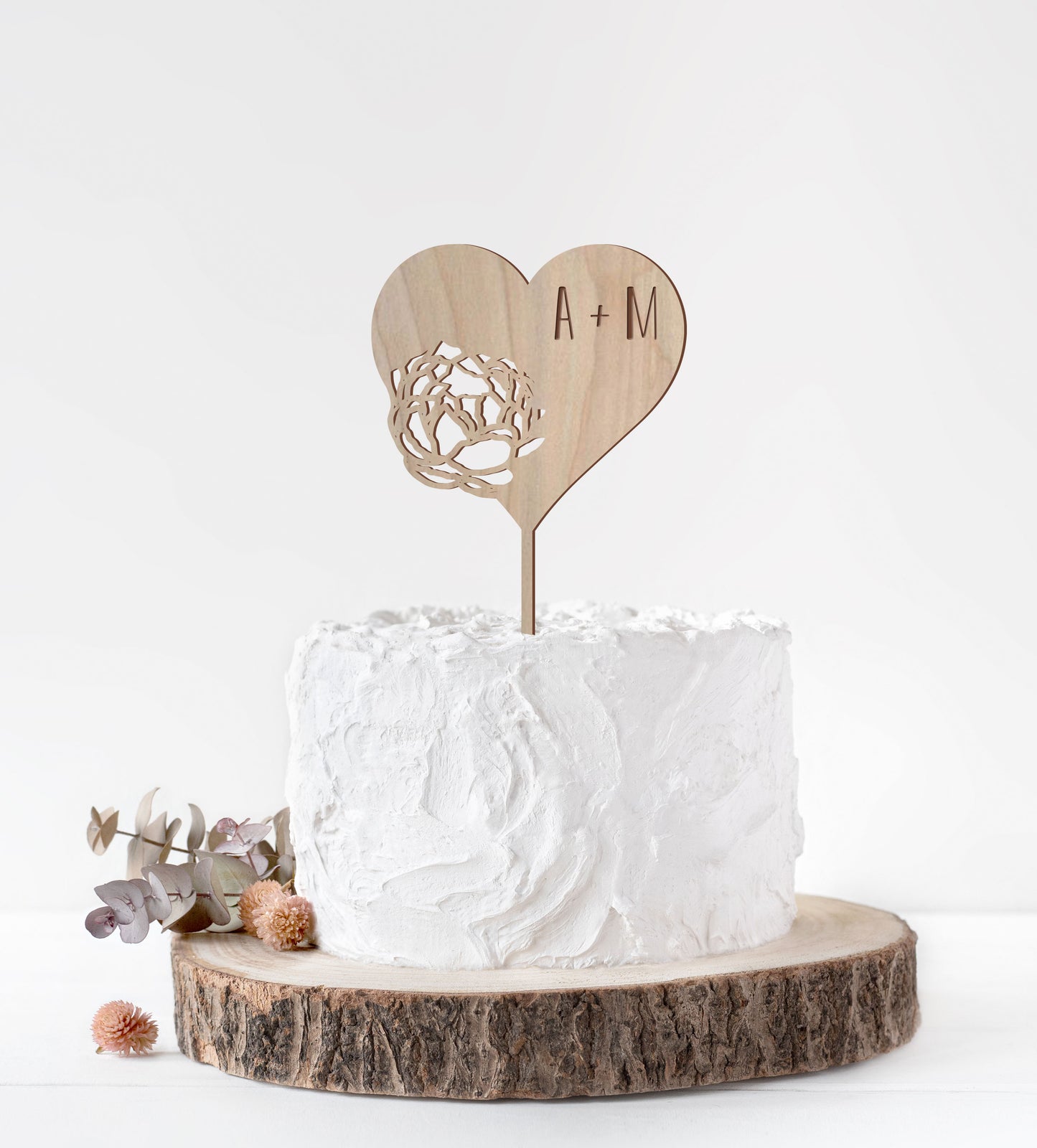 Heart Initials Wedding Cake Topper