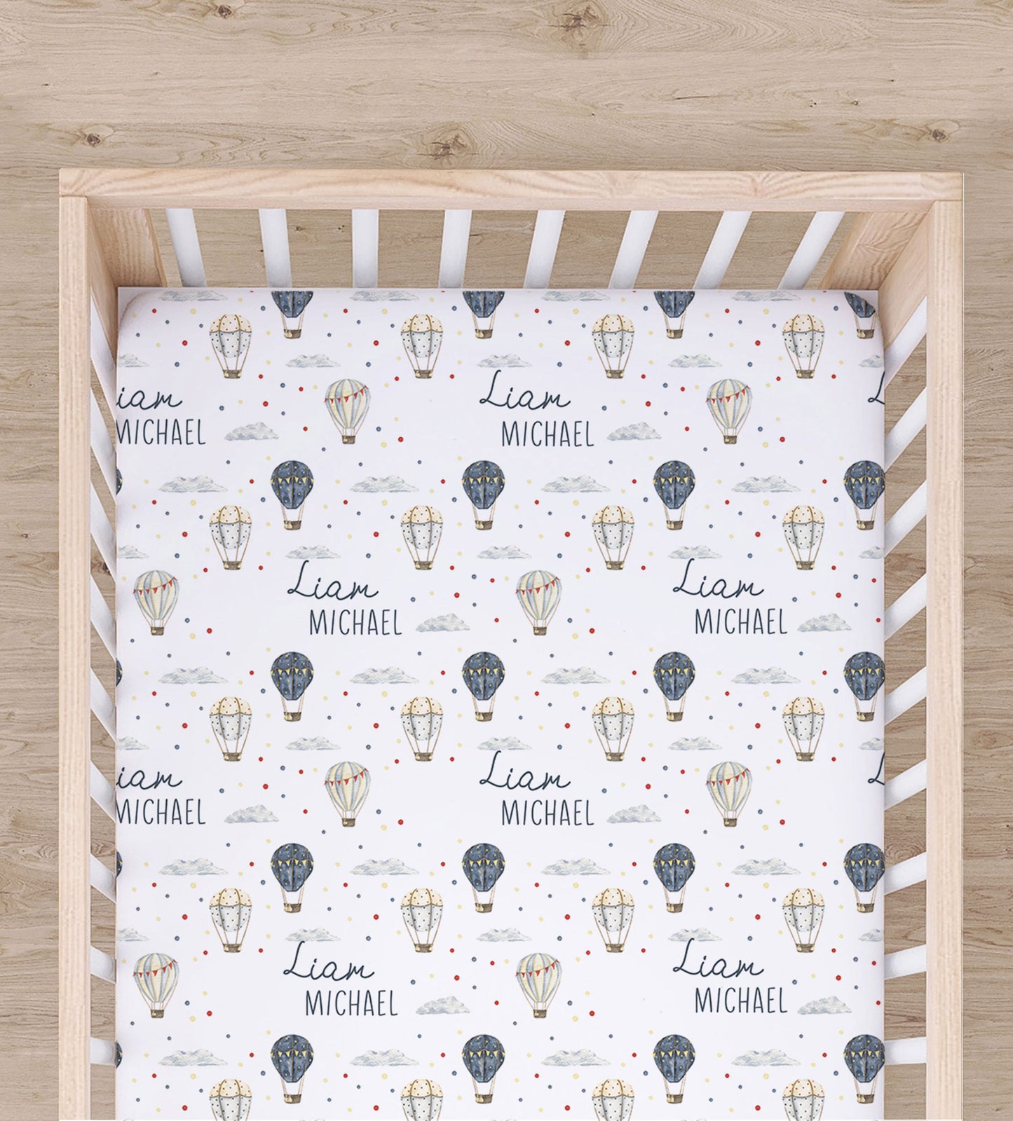 Lennon Collection - Personalized Hot Air Balloon Crib Sheet