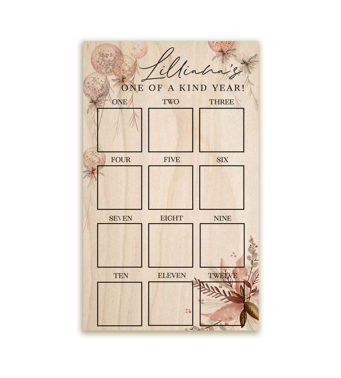 One of a Kind Year Baby Girl Photo Board