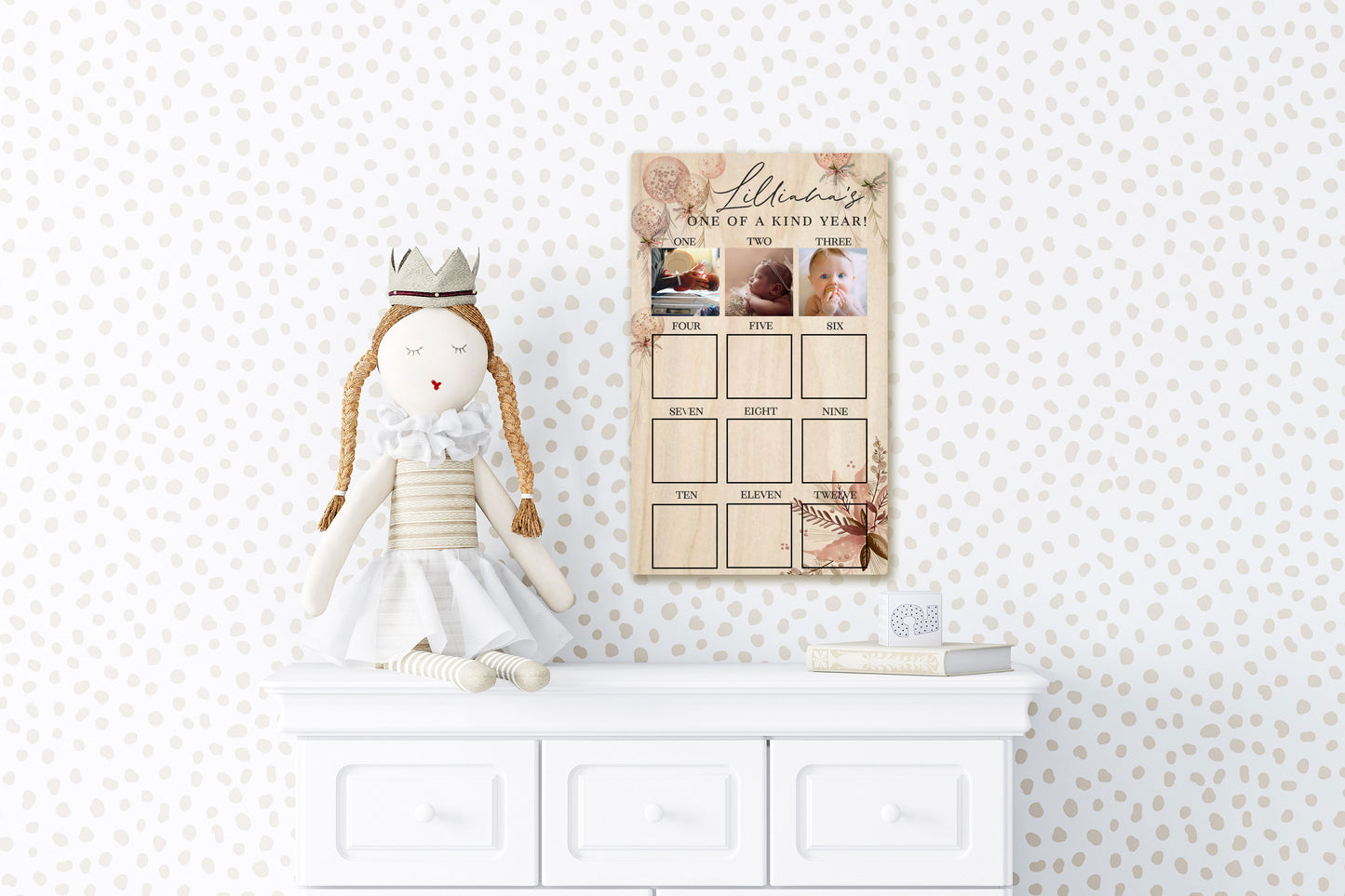 One of a Kind Year Baby Girl Photo Board