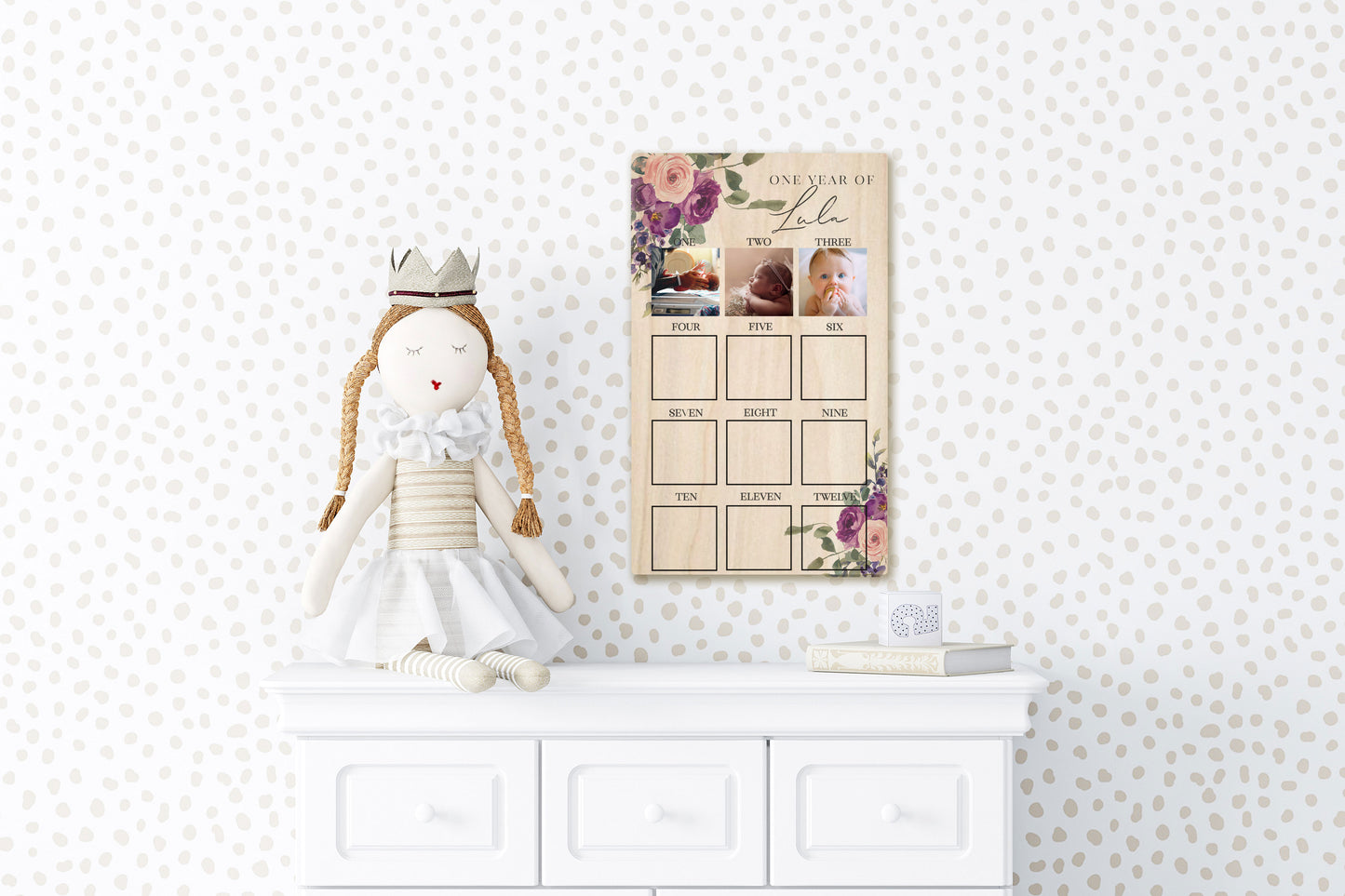 Purple Floral 1st Year Memory Board