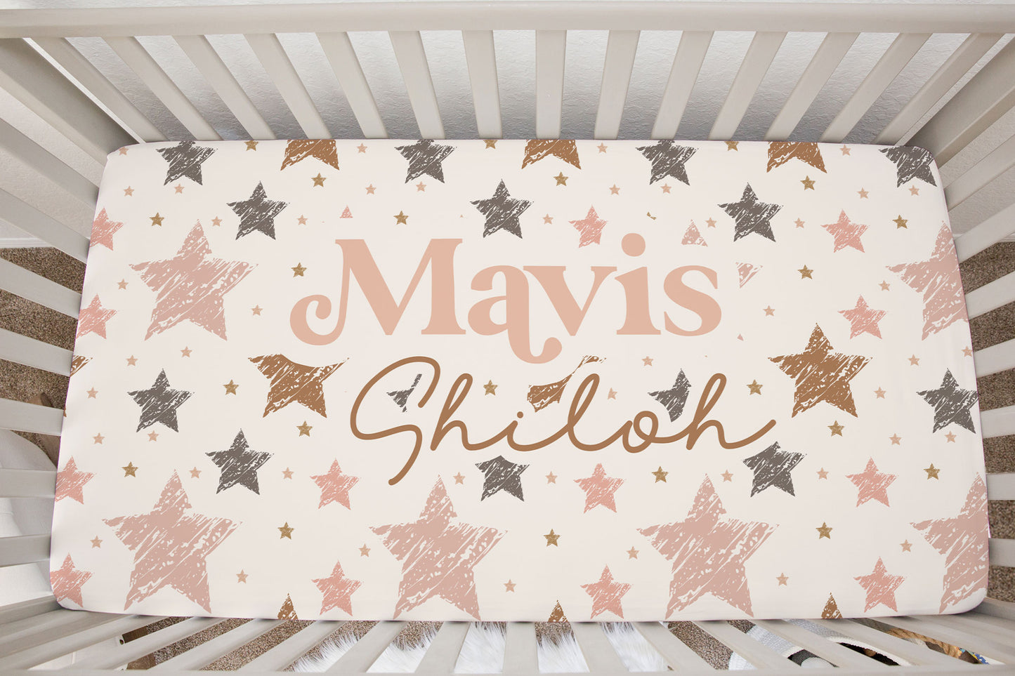 Mavis Collection -Boho Stars Personalized Crib Sheet