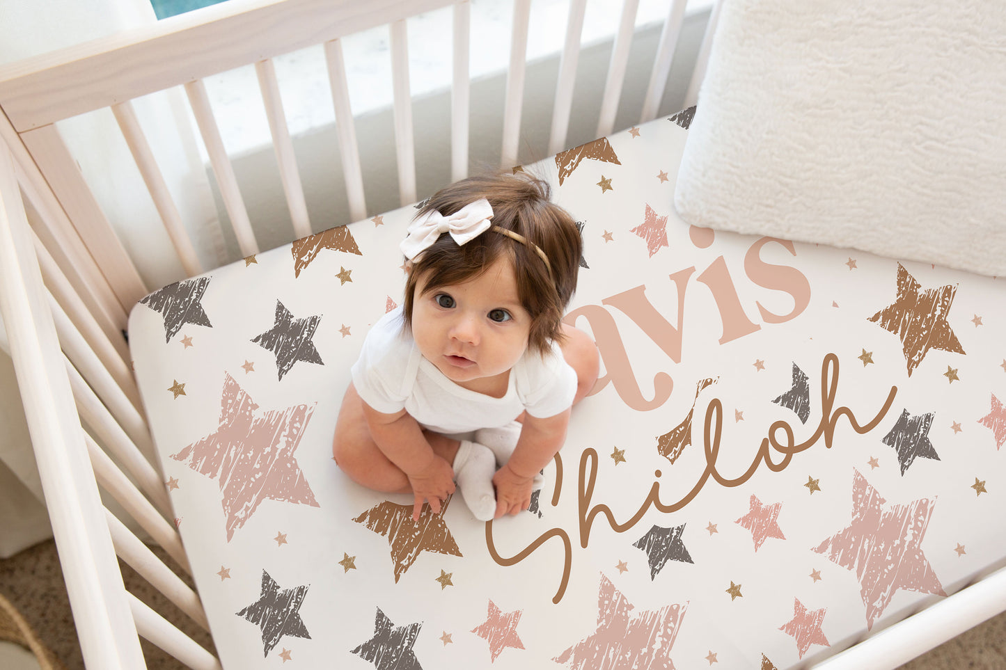 Mavis Collection -Boho Stars Personalized Crib Sheet
