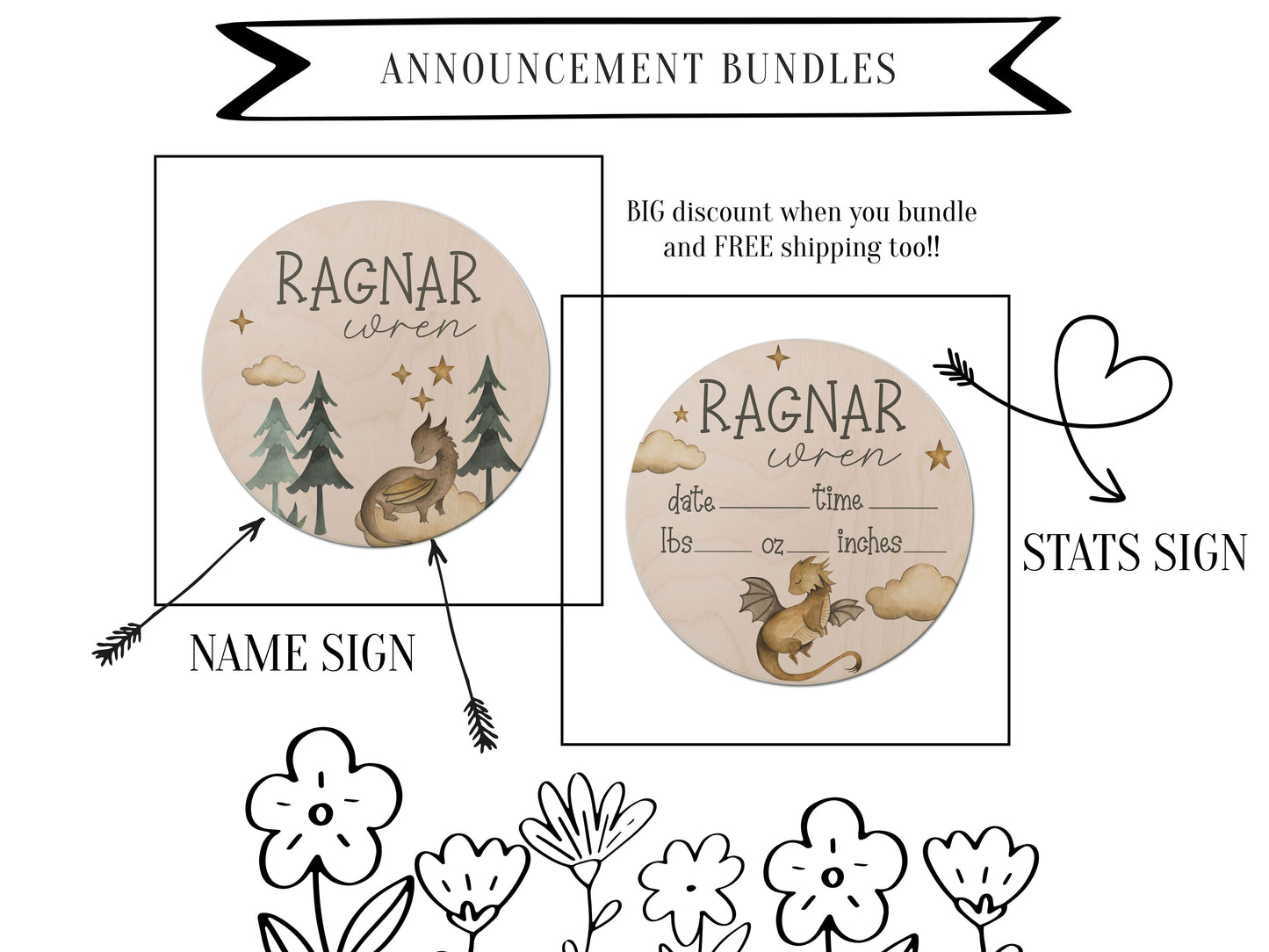 Fairytale Dragons Birth Stats Name Announcement Sign