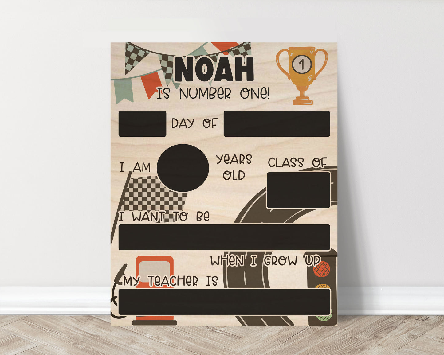 Personalized First Day Of School Sign- Racing