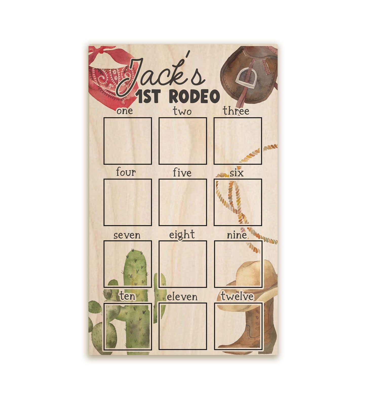 First Rodeo Personalized First Year Photo Board