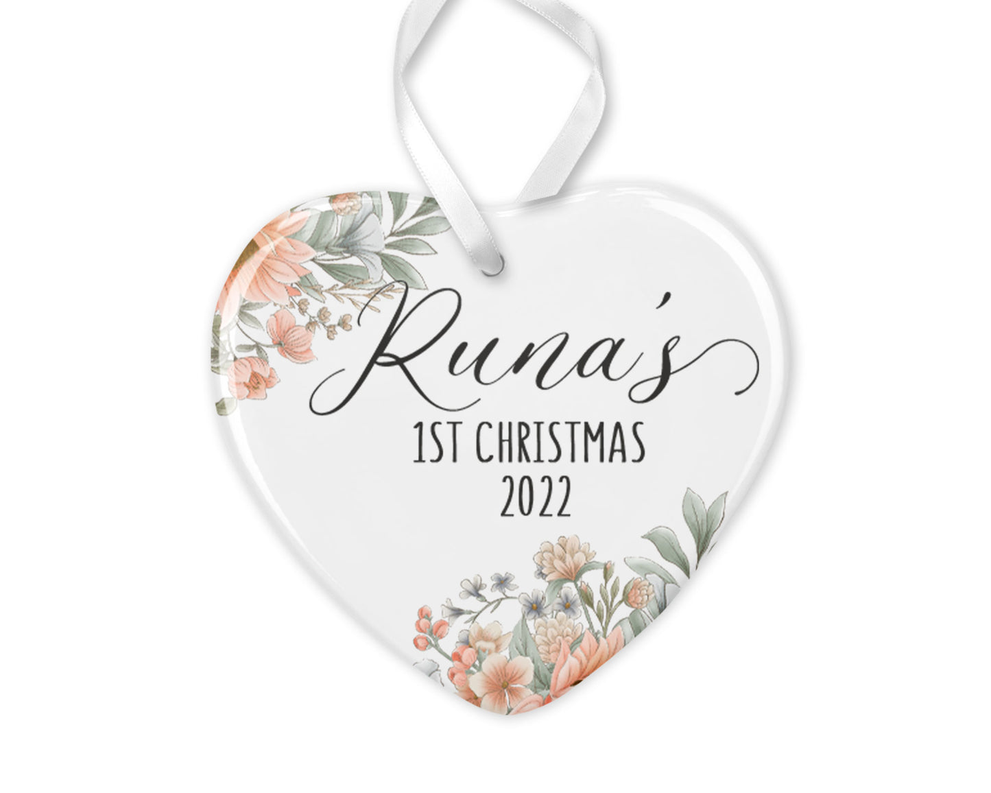 Boho Floral Baby First Christmas Ornament