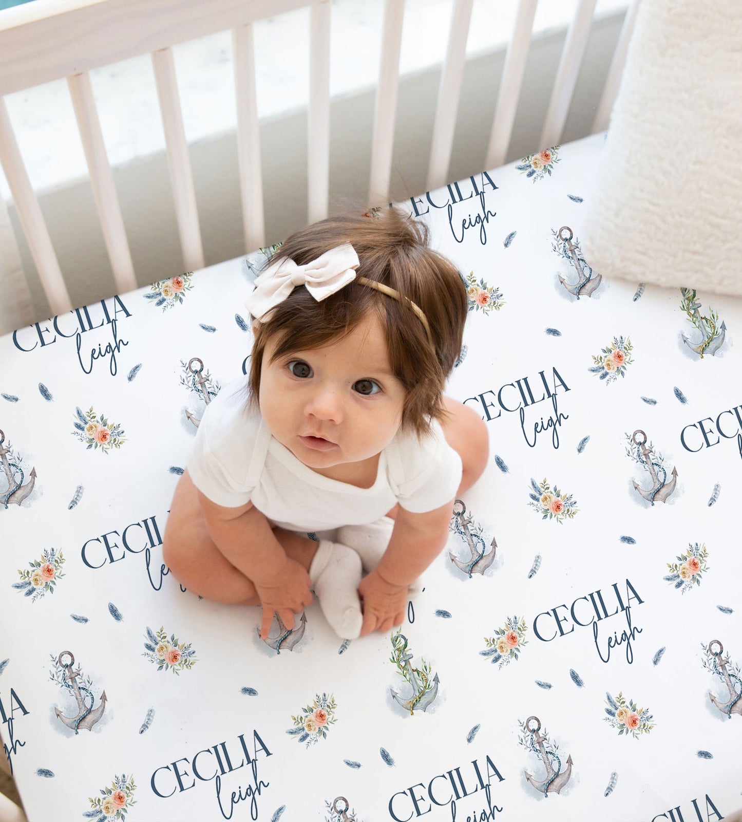 Sail Away Nautical Floral Crib Sheet