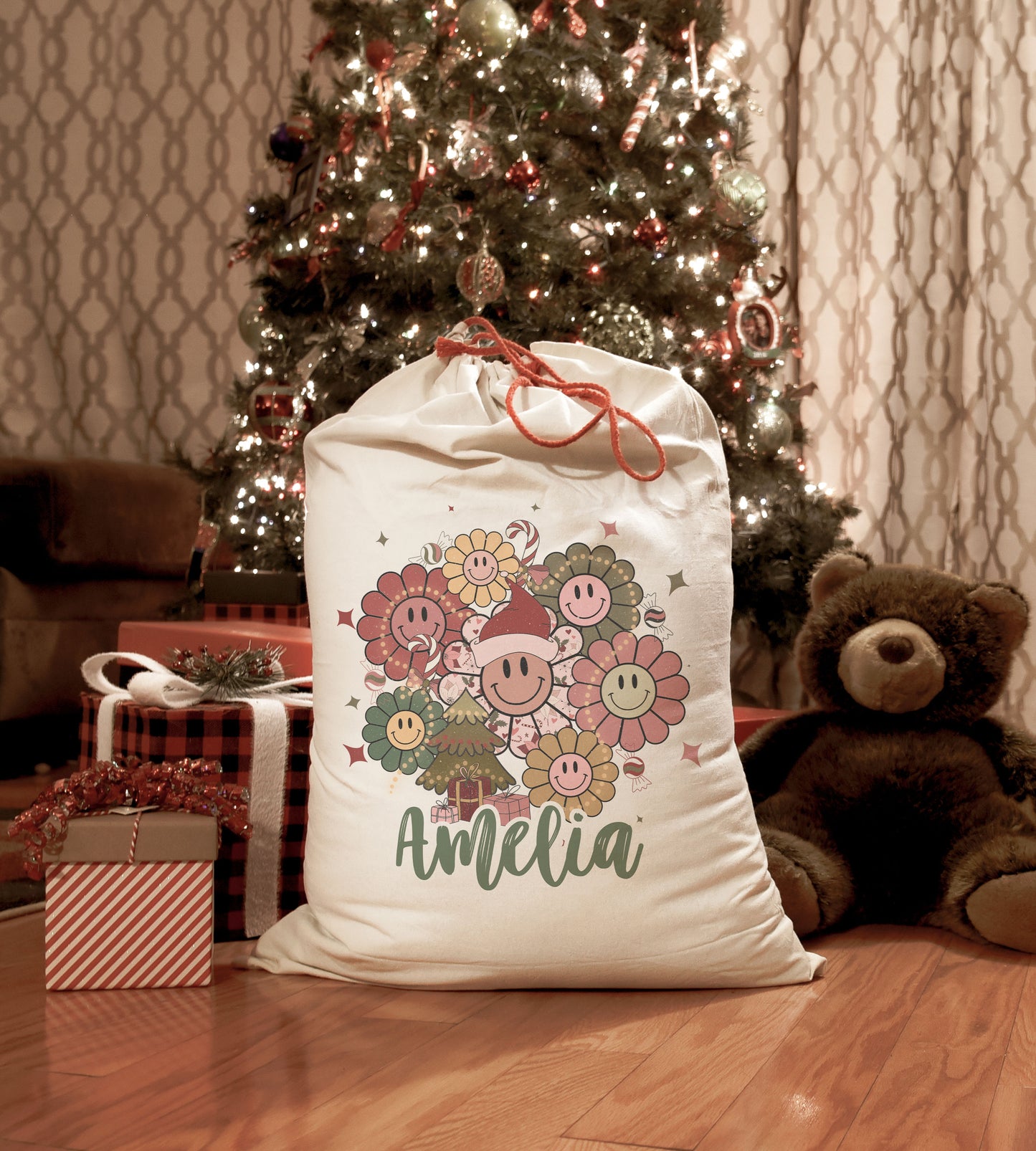 Jumbo Drawstring Santa Sacks Personalized Christmas Gift Bag