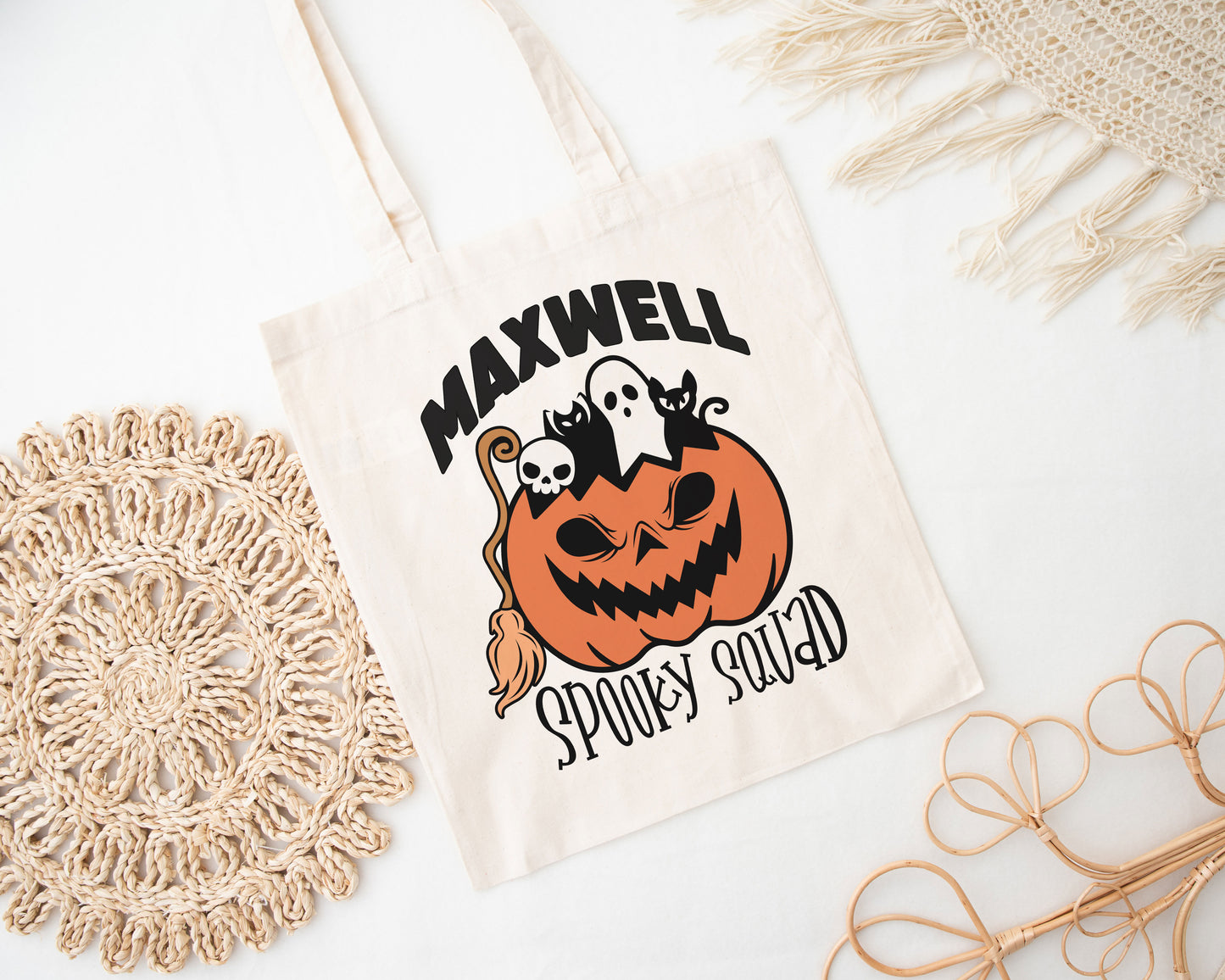 Spooky Squad Custom Name Halloween Trick or Treat Bag